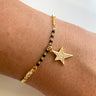 Angela D'Arcy Gold & Black Bead Star Bracelet