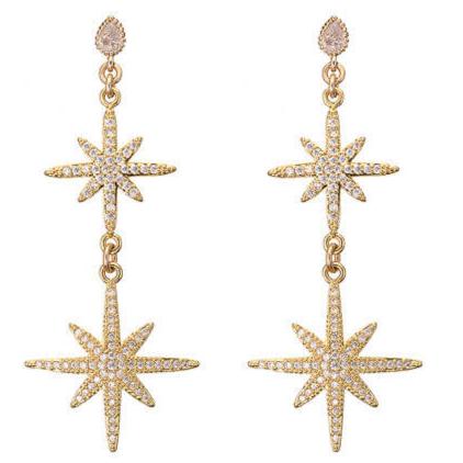 Angela D'Arcy Gold Celestial Dreams Long Drop Earrings