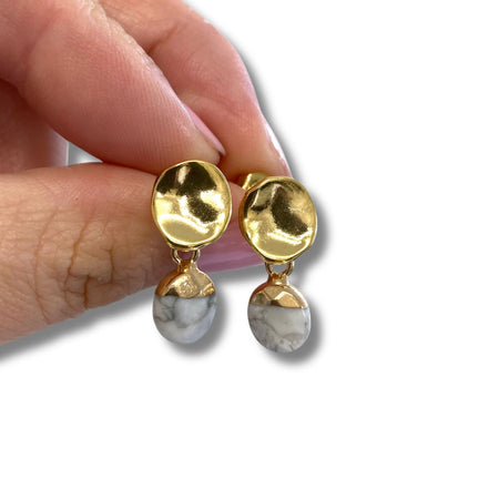 Angela D'Arcy Gold Howlite Drop Earrings