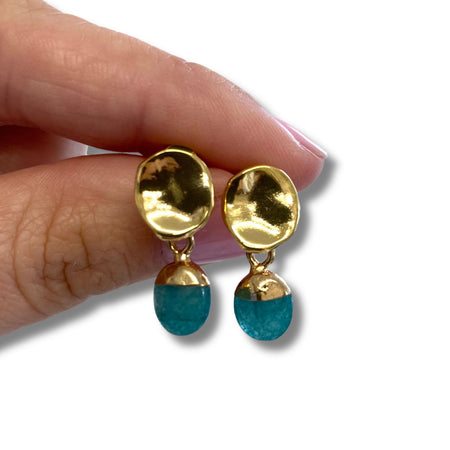 Angela D'Arcy Gold Jade Drop Earrings