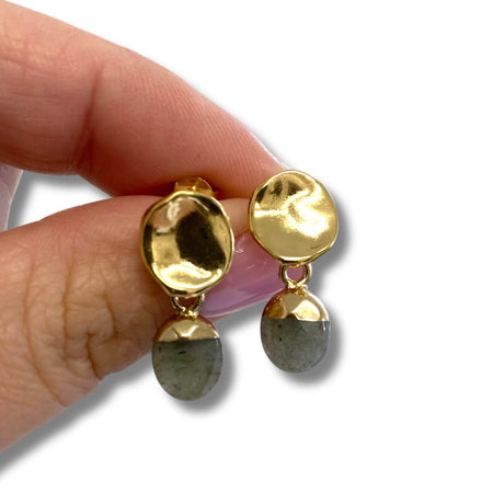 Angela D'Arcy Gold Labradorite Drop Earrings