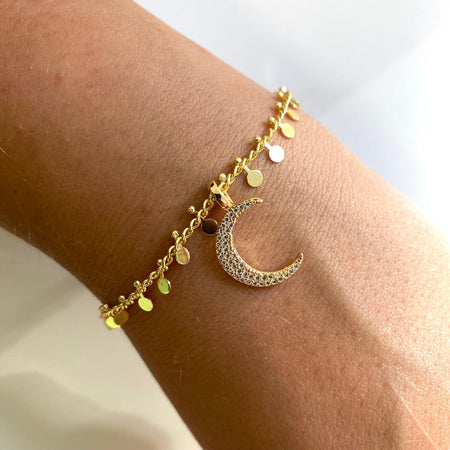 Angela D'Arcy Gold Moon Dainty Bracelet