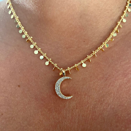 Angela D'Arcy Gold Moon Dainty Necklace