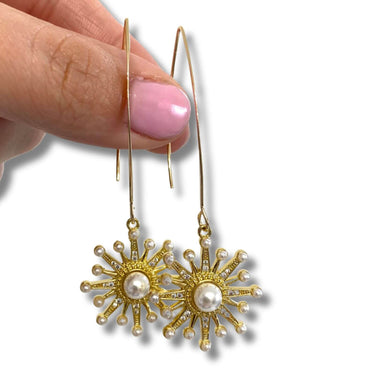angela-darcy-gold-pearl-burst-long-hook-earrings