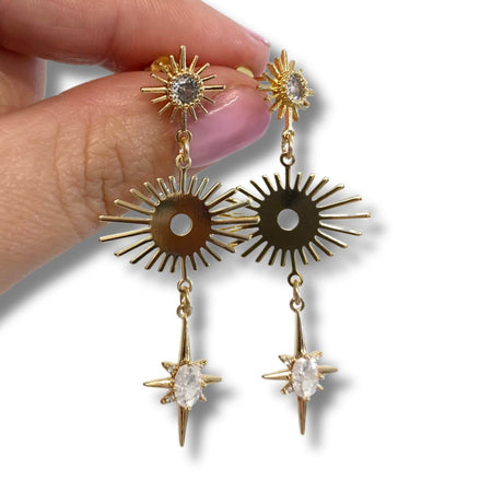 Angela D'Arcy Gold Sunbeam Northern Star Earrings