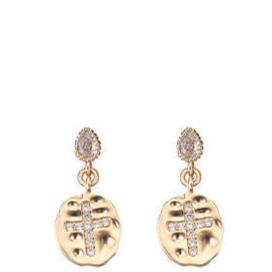 Angela D'Arcy Gold Textured Drop Earrings