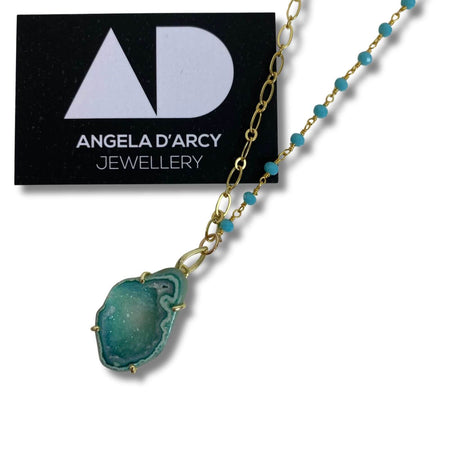 Angela D'Arcy Druzy Necklace - Turquoise