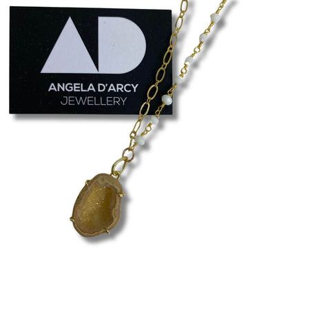 Angela D'Arcy Druzy Necklace - Brown