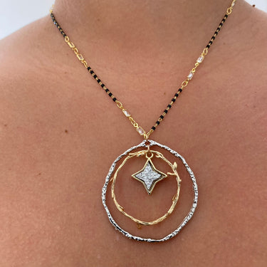 Angela D'Arcy Two Tone Infinity Star Necklace
