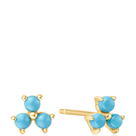 Ania Haie Chill Voyager Gold Turquoise Lotus Stud Earrings