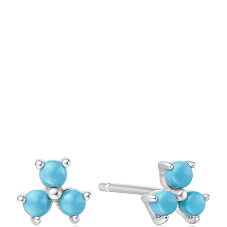 Ania Haie Chill Voyager Silver Turquoise Lotus Stud Earrings