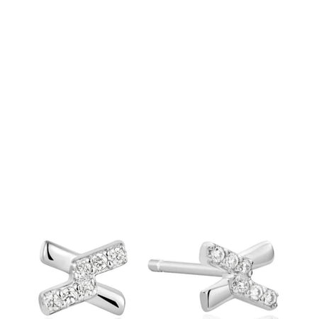 Ania Haie Dusk Divas Silver Cross Cubic Zirconia Stud Earrings