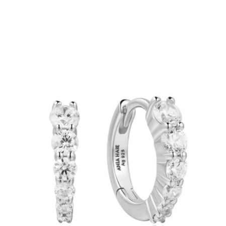 Ania Haie Dusk Divas Silver Pave Huggie Hoop Earrings