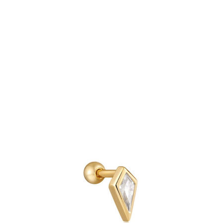 Ania Haie Gold Sparkle Emblem Single Earring - Clear