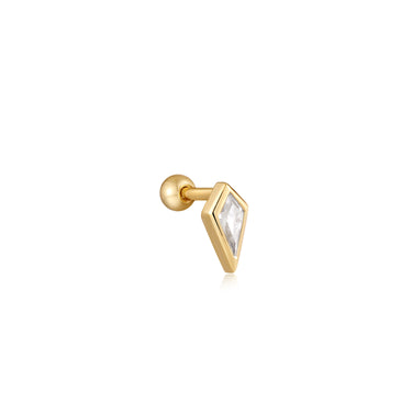 Ania Haie Gold Sparkle Emblem Single Earring - Clear
