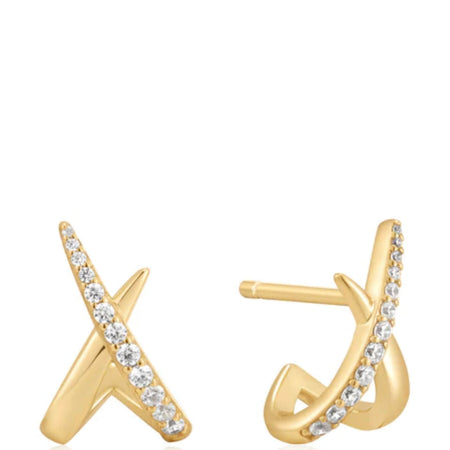 Ania Haie Heart Hunter Gold Kiss Polished Pave Stud Earrings