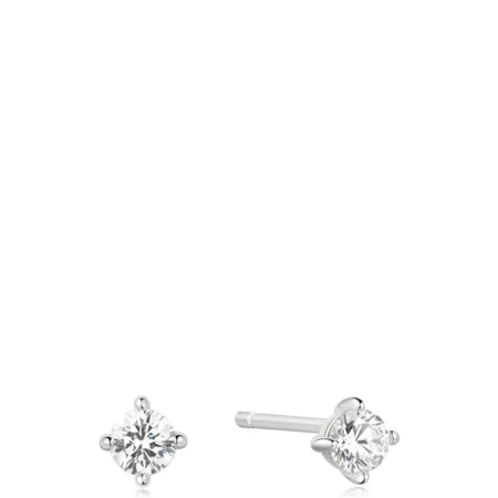 Ania Haie Heart Hunter Silver Solitaire Stud Earrings