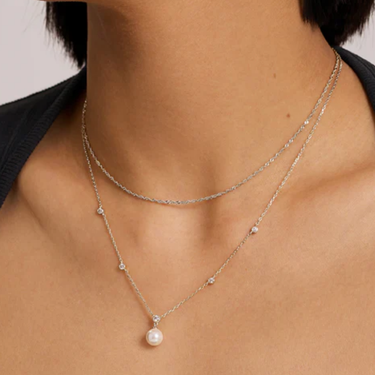 Ania Haie Luna Gaze Silver Pearl Pendant Necklace