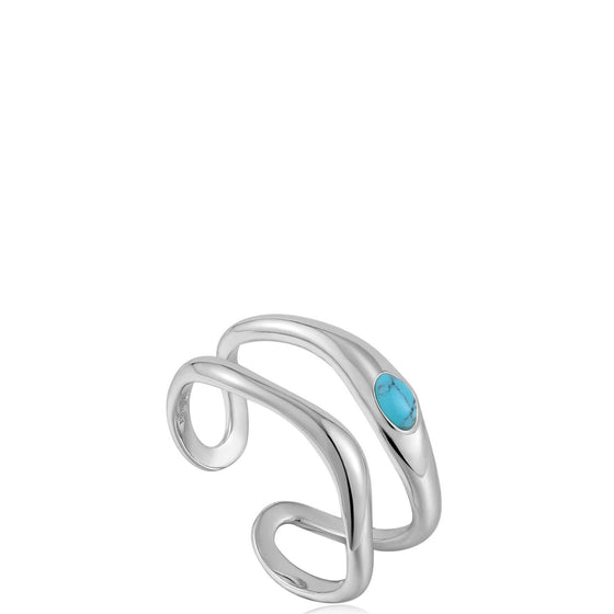 Ania Haie Making Waves Turquoise Silver Double Band Ring