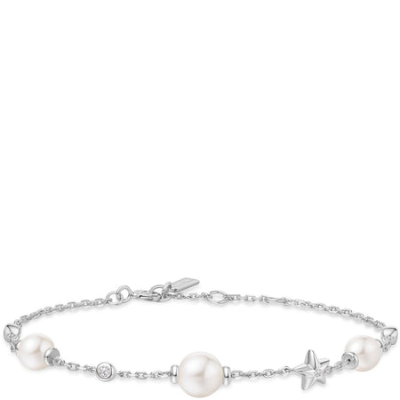 Ania Haie Miss Dainty Silver Pearl & Star Station Bracelet