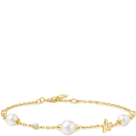 Ania Haie Miss Dainty Gold Pearl & Star Station Bracelet