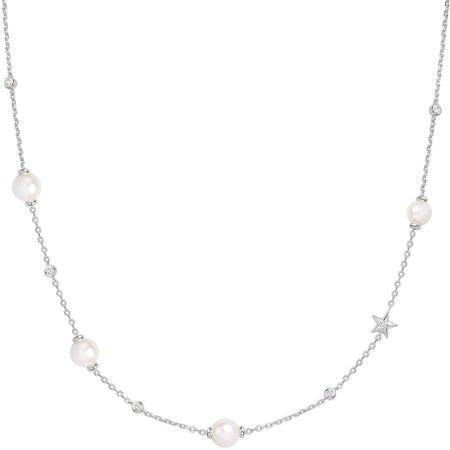 Ania Haie Miss Dainty Silver Pearl & Star Station Necklace