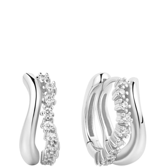 Ania Haie Miss Twinkle Silver Sparkle Double Huggie Hoop Earrings