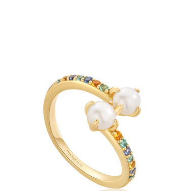Ania Haie Modern Muse Gold Gem Pearl Wrap Ring