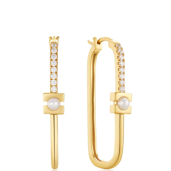 Ania Haie Modern Muse Gold Pearl Modernist Oval Earrings