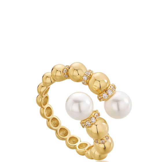 Ania Haie Modern Muse Gold Pearl Sparkle Wrap Ring