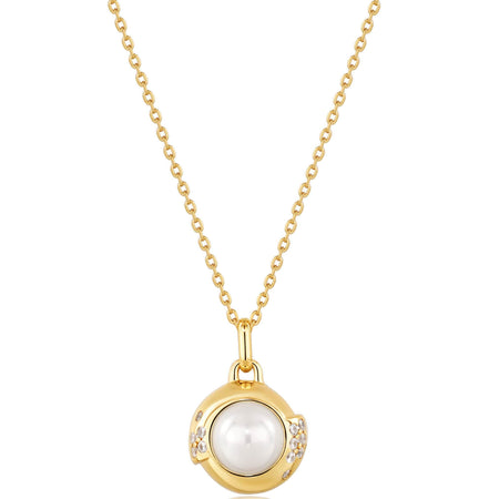 Ania Haie Modern Muse Gold Pearl Sphere Pendant Necklace