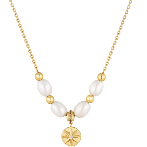 Ania Haie Modern Muse Gold Pearl Star Pendant Necklace