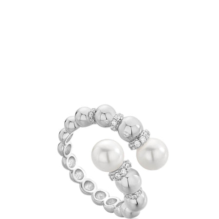 Ania Haie Modern Muse Silver Pearl Sparkle Wrap Ring