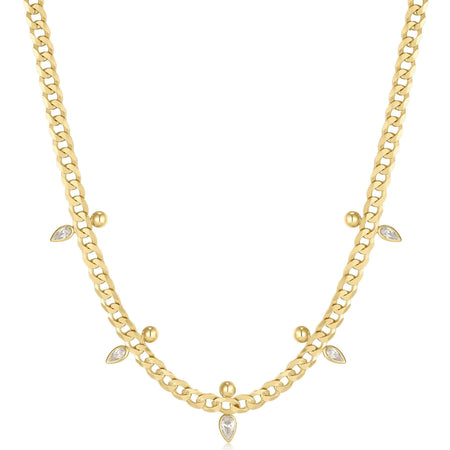 Ania Haie Polished Punk Gold Curb Chain Sparkle Point Necklace