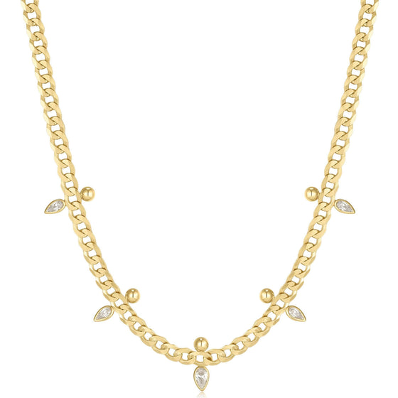 Ania Haie Polished Punk Gold Curb Chain Sparkle Point Necklace