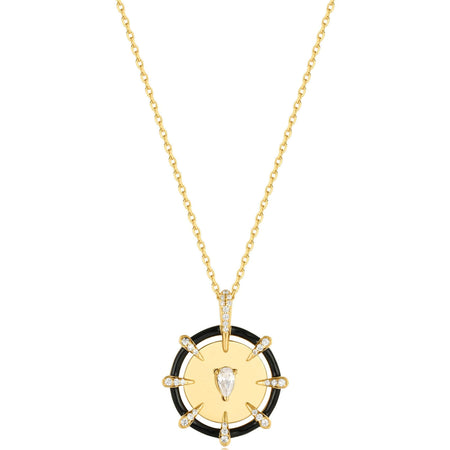 Ania Haie Polished Punk Gold Sparkle Point Medallion Necklace