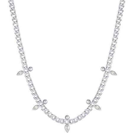 Ania Haie Polished Punk Silver Curb Chain Sparkle Point Necklace