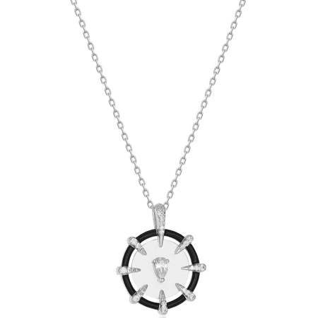 Ania Haie Polished Punk Silver Sparkle Point Medallion Necklace