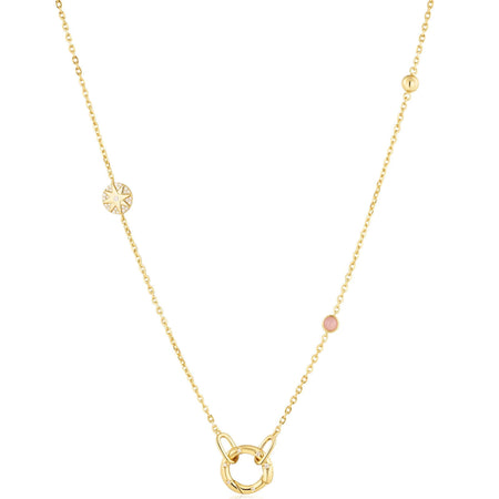 Ania Haie Pop Charms Gold Rose Quartz Charm Connector Necklace