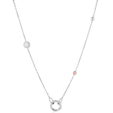 Ania Haie Pop Charms Silver Rose Quartz Charm Connector Necklace