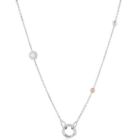 Ania Haie Pop Charms Silver Rose Quartz Charm Connector Necklace