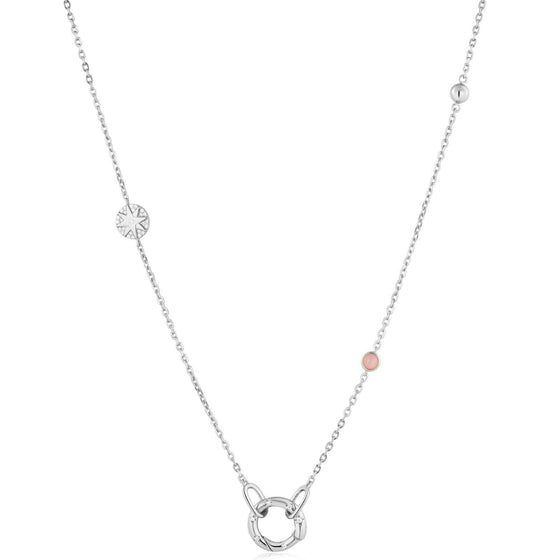 Ania Haie Pop Charms Silver Rose Quartz Charm Connector Necklace