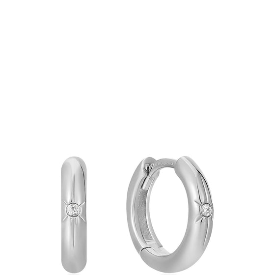 Ania Haie Pop Charms Silver Star Huggie Hoop Earrings