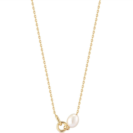 Ania Haie Pearl Power Pearl Link Gold Chain Necklace