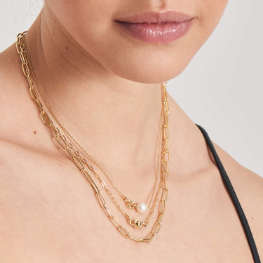 Ania Haie Pearl Power Pearl Link Gold Chain Necklace