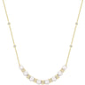 Pearl necklace with gold accents on a white background