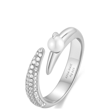 ania-haie-reimaginer-silver-pearl-crossover-ring