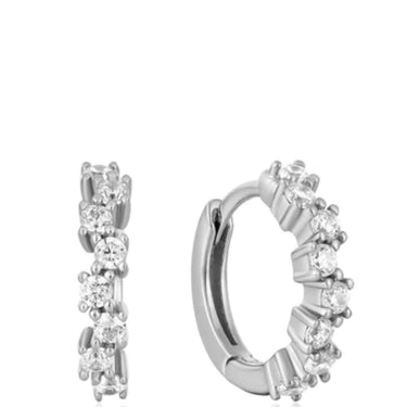Ania Haie Silver Sparkle Cluster Huggie Hoop Earrings