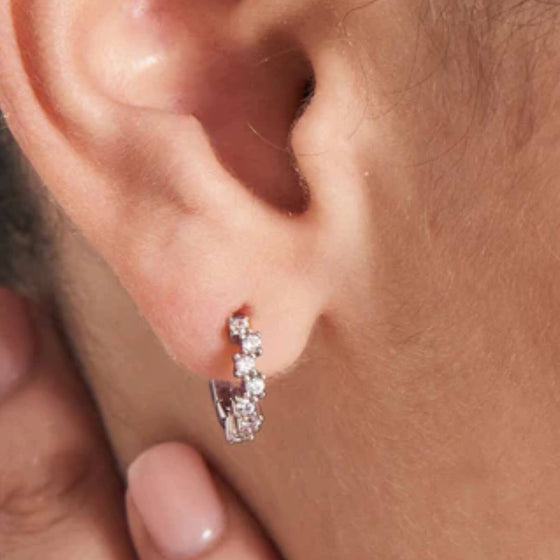 Ania Haie Silver Sparkle Cluster Huggie Hoop Earrings