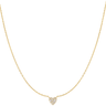 Gold necklace with a heart-shaped pendant on a white background